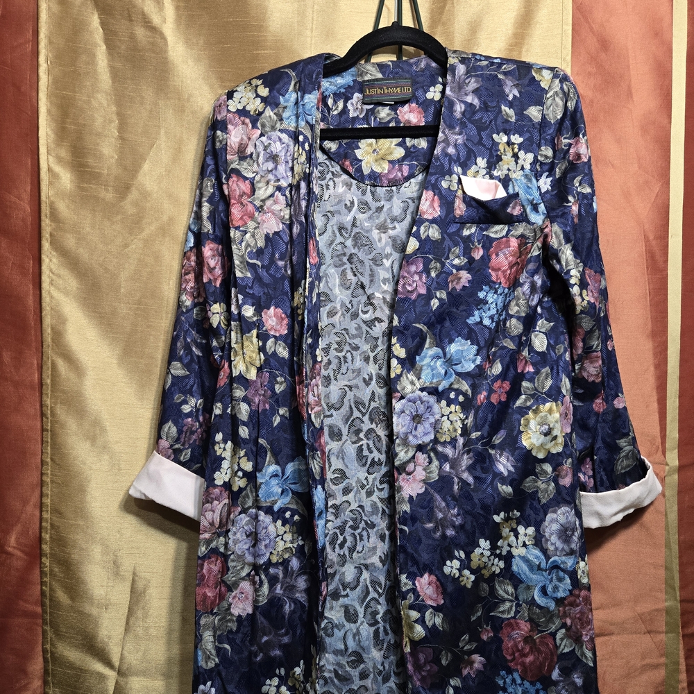 Just In Thyme Floral Women's Blazer with Blue and Pink Accents